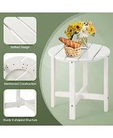 Sugift 18 Inch Round Weather-Resistant Adirondack Side Table-White