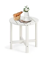 Sugift 18 Inch Round Weather-Resistant Adirondack Side Table-White