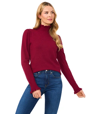 CeCe Women's Mock Neck Long Sleeve Sweater