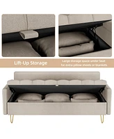 gaomon 3-Seater Faux Leather Sofa with Lift-Up Storage