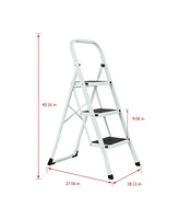 Flynama 3 Step Ladder Folding Step Stool , Lightweight Step Stools for Adults with Anti-Slip Pedal, Portable Steel Handrails Step Ladder Withstanding