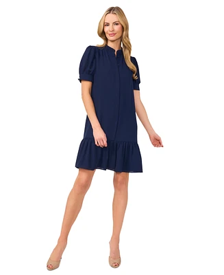 CeCe Women's Open Collar Hidden Placket Dress