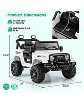 Hongge 12V Kids Ride on Truck Car with Remote Control Threaded Wheels and 3 Speeds