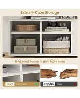 Sugift Storage Cabinet Tv Console Cabinet with 2 Drawers and 4 Cubes for Entryway