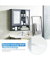 Sugift Bathroom Wall Mount Mirror Cabinet Organizer-Gray