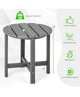 Sugift 18 Inch Round Weather-Resistant Adirondack Side Table-Gray