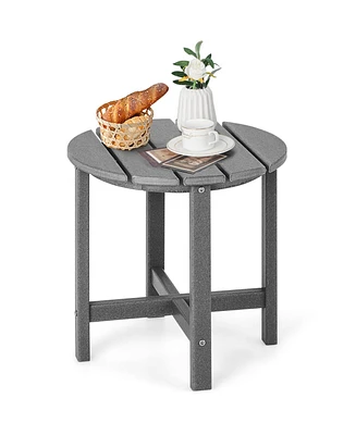 Sugift 18 Inch Round Weather-Resistant Adirondack Side Table-Gray