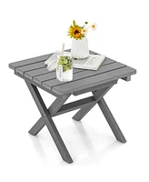 Sugift Outdoor Folding Side Table Foldable Weather-Resistant Hdpe Adirondack Table-Gray