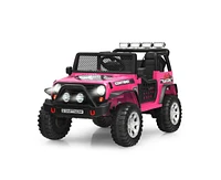 Sugift 12V Kids Remote Control Electric Ride On Truck Car with Lights and Music-Pink