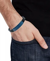Blackjack Men's Black Rubber Double Cable Id Bracelet in Stainless Steel