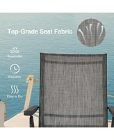 Sugift 2 Pieces Foldable Chaise Lounge Chair with 2-Position Footrest-Gray