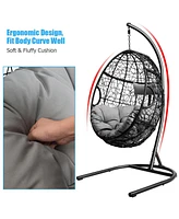 Sugift Hanging Cushioned Hammock Chair with Stand -Gray