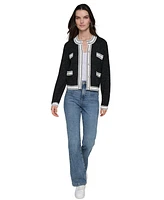 Karl Lagerfeld Paris Women's 4-Pocket Embellished Cardigan