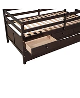 Slickblue Low Loft Twin Bed with Full Safety Fence Secure and Stylish Space-Saving Solution