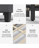 Sugift Full Upholstered Bed Frame with Ottoman Storage-Full Size
