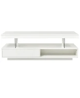 Slickblue Led Coffee Table with Storage, Modern Center Table with 2 Drawers and Display Shelves, Accent Furniture with Led Lights for Living Room