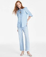 On 34th Denim Puffed Shoulder Shirt High Rise Jeans Exclusively At Macys