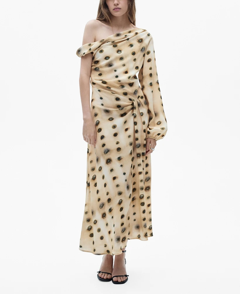 Mango Women's Polka-Dot Asymmetrical Dress