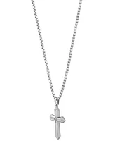 Blackjack Men's Cubic Zirconia Cross 24" Pendant Necklace in Stainless Steel