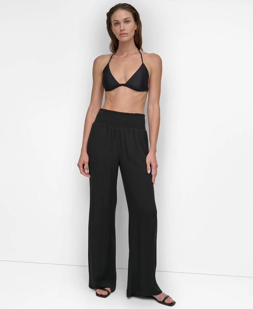 Dkny Women's Smocked-Waist Cover-Up Pull-On Pants
