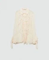 Mango Women's Ruffled Guipure Shirt