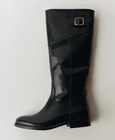 Mango Women's Buckles Leather Boots