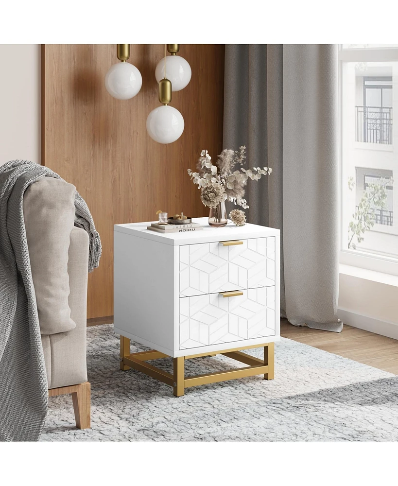 gaomon White Dresser for Bedroom, Small 2 Drawer Dresser for Bedroom, Modern Nightstand for Bedroom, End Table with Drawer