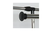 Slickblue Adjustable Dual-Bar Clothes Rack with Vertical & Horizontal Stretch and Shoe Shelf, Silver