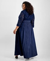 Alex Evenings Plus 3/4-Sleeve A-Line Gown