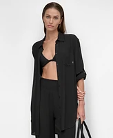 Dkny Women's Gauze Collared Button-Front Beach Shirt