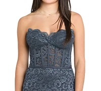 Morgan & Company Juniors' Glitter Lace Corset Gown