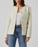 Astr the Label Women's Sarae Collarless Button-Front Jacket