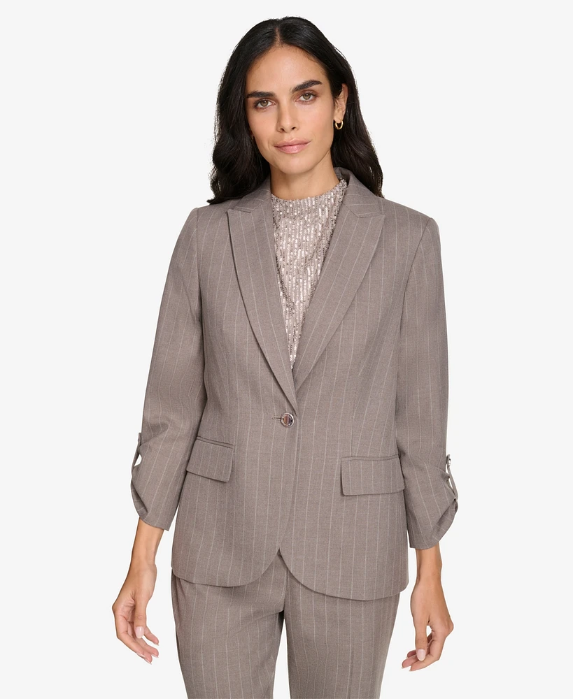 Calvin Klein Women's Pinstripe One-Button Blazer