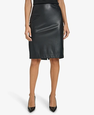 Calvin Klein Women's Faux-Leather Pencil Skirt