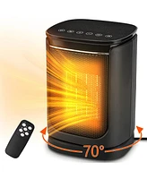 Sugift 1500W Electric Oscillation Table Space Heater ,Thermostat Portable Heater with 1-12h Timer and Remote for Office Home