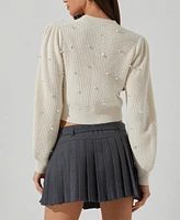 Astr the Label Women's Delsie Embellished Button-Front Cardigan