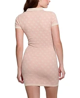 Guess Women's Rhombus Spread-Collar V-Neck Bodycon Dress