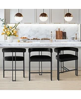 Maison Boucle Set of 3 Modern Velvet Counter Stools,Armrest Bar Stools for Kitchen with 3 Legs Design-Maison Boucle