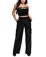 Guess Women's Jolie High-Rise Velvet Cargo Pants