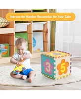 Hongge 75 Pieces Baby Foam Interlocking Play Mat with Fence with Detachable Numbers