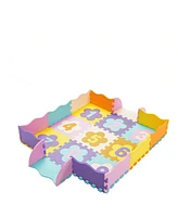 Hongge 75 Pieces Baby Foam Interlocking Play Mat with Fence with Detachable Numbers