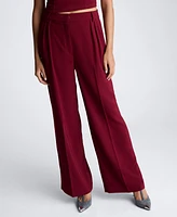 Kenneth Cole Women's High Rise Fly Front Wide Leg Pants