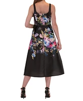 julia jordan Women's Floral-Embroidered Square-Neck Dress