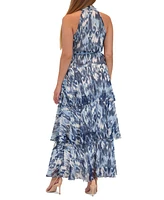 julia jordan Women's Side-Tie Halter Tiered Maxi Dress