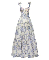 Milla Women's Hydrangea Tender Floral Maxi Tie-Strap Dress