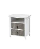 gaomon Nightstand with 2 Storage Drawers, Farmhouse End Side Table with Wave Fluted Panel