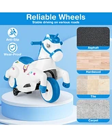 Hongge 12V Unicorn Ride on Toy with Training Wheels and Horse Riding Mode