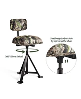 Sugift Swivel Hunting Chair Tripod Blind Stool with Detachable Backrest