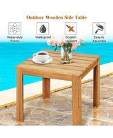 Sugift Wooden Square Patio Coffee Bistro Table