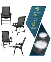Sugift 4-Pack Patio Folding Chairs Portable for Outdoor Camping-Black